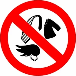 Loose Clothing, Ties & Unconfined Long Hair Prohibited Sticker