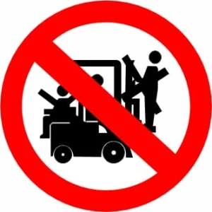 Lifting on Forklifts Prohibited Sticker