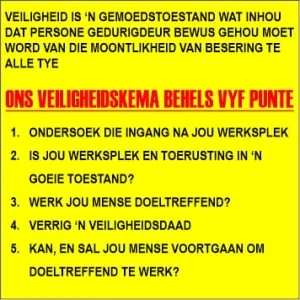 ONS VEILIGHEIDSKEMA BEHELS VYF PUNTE