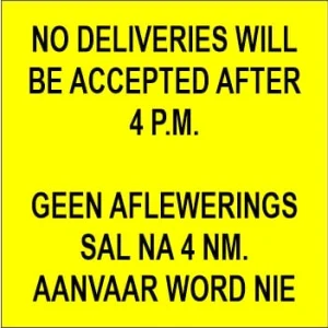 KM208 - No Deliveries